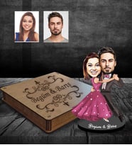 Kişiye Özel Sevgili Karikatürlü Ahşap Biblo Kutulu Model 11