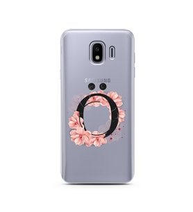 Pembe Çiçekli Harf Tasarım Süper Şeffaf Silikon Telefon Kılıfı Samsung J4 Ö-Harf