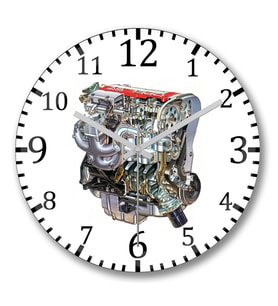 Red Top Opel Engine Duvar Saati Bombeli Gercek Cam