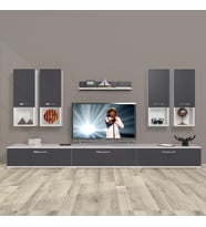 Decoraktiv Eko 8da Mdf Tv Ünitesi Tv Sehpası (Beyaz - Antrasit)