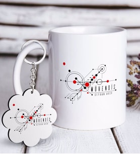 BK Gift Kişiye Özel Mesleki Mühendis Beyaz Kupa ve Anahtarlık Hediye Seti-5 (Model 1)