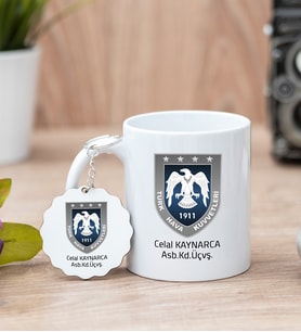 Hava Kuvvetleri Beyaz Kupa Bardak Ve Anahtarlık Set