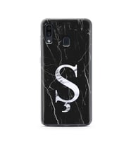 Samsung A30 Siyah Mermer Harf Tasarımlı Telefon Kılıfı Ş-Harfi 
