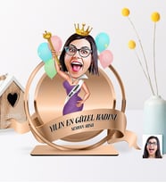 BK Gift Kişiye Özel Yılın En Güzel Kadını Karikatürlü 3D Ahşap Biblo Plaket - 2