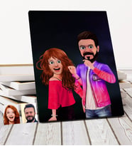 BK Gift Kişiye Özel Sevgililer Animasyon Karikatürlü Kanvas Tablo 30x50cm -32