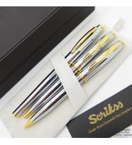 Scrikss 39 3'lü Takım Gold Krom  Dolma Kalem + Tükenmez Kalem + Versatil Kalem Set  Scrikss Kalem  İsme Özel Kalem  Hediyelik Kalem