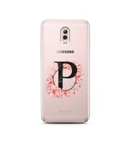 Pembe Çiçekli Harf Tasarım Süper Şeffaf Silikon Telefon Kılıfı Samsung C8  P-Har
