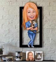 BK Gift Kişiye Özel Evcil Dost Karikatürlü 3D Ahşap Tablo-4