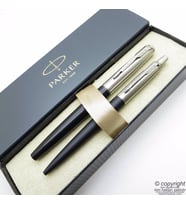 Parker Jotter Metal Siyah Dolma Kalem + Tükenmez Kalem Set  İsme Özel Kalem  Hediyelik Kalem