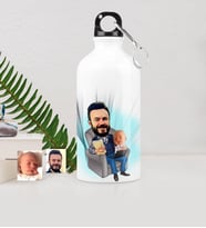 BK Gift Kişiye Özel Baba Oğul Karikatürlü Metal Suluk 500 Ml 1