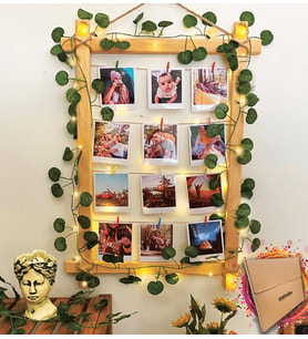 Kişiye Özel 12 Fotoğraflı Led Işıklı Sarmaşıklı Fotoğraf Çerçevesi 60x50 cm