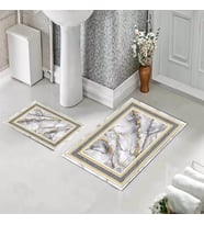 Banyo Halısı Ikili Klozet Takımı Kaymaz Tabanlı (60 xm x 100 cm + 40 cm x 60 cm) 