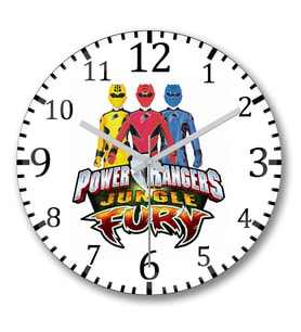 Power Rangers Jungle Fury  Duvar Saati Bombeli Gercek Cam