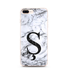 Iphone 8 Plus Beyaz Mermer Harf Tasarımlı Telefon Kılıfı Ş-Harfi 