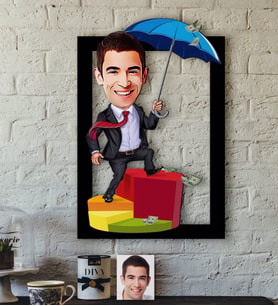 BK Gift Kişiye Özel Bay Bankacı Karikatürlü 3D Ahşap Tablo-3