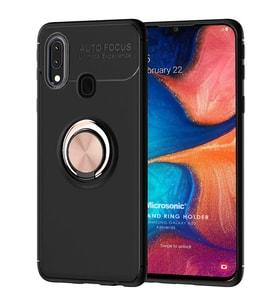 Microsonic Samsung Galaxy M10s Kılıf Kickstand Ring Holder Siyah Rose