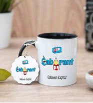 Laborant Siyah Kupa Bardak Ve Anahtarlık Set