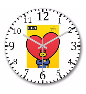 Bt21 Tata  Bts Duvar Saati Bombeli Gercek Cam