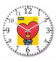Bt21 Tata  Bts Duvar Saati Bombeli Gercek Cam