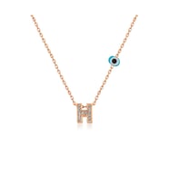 925 Ayar Gümüş 3 Boyutlu Nazarlı Harf Kolye