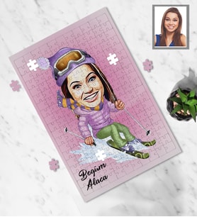 Kişiye Özel Sporcu Karikatürlü A4 99 Parça Puzzle Bayan-5