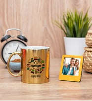 Diyetisyen Gold Kupa Bardak ve Sarı Mini Fotoğraf Çerçevesi