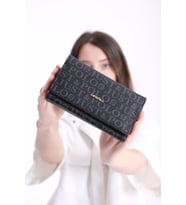 Just Polo Siyah Kadın Desenli Mıknatıs Kapamalı Cüzdan JP002
