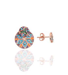 Söğütlü Silver Gümüş rose tasarım kilim küpe