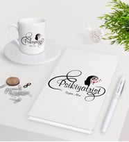 BK Gift Kişiye Özel Psikiyatrist Beyaz Defter Kalem Türk Kahvesi Fincanı Seti-1 (Model 1)