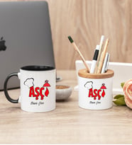 Aşçı Siyah Kupa Bardak Ve Kalemlik Seti