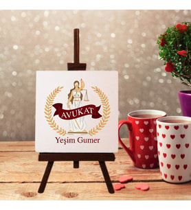 Kişiye Özel Avukat Tasarımlı Şövale Ayaklı Dekoratif Doğal Taş (Krem)