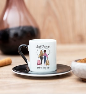 Best Friends İki İsimli Siyah Türk Kahvesi Fincanı