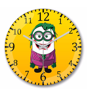 Joker Minion Duvar Saati Bombeli Gercek Cam