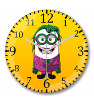 Joker Minion Duvar Saati Bombeli Gercek Cam