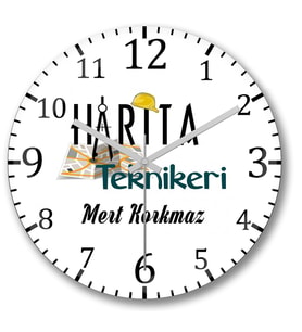 İsme Ve Kişiye Harita Teknikeri Duvar Saati Bombeli Gercek Cam