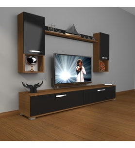 Decoraktiv Eko 5da Mdf Std Tv Ünitesi Tv Sehpası (Siyah - Ceviz)