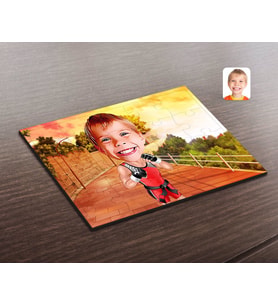 BK Gift Kişiye Özel Çocuk Kick Box Karikatürlü Ahşap Puzzle-1