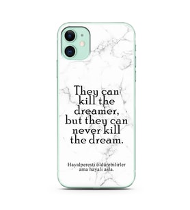 Iphone 11 Beyaz Mermer Söz Tasarımlı Telefon Kılıfı