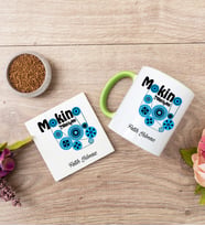 Makine Teknisyeni Yeşil Kupa Bardak Ve Bardak Altlığı Seti
