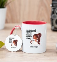 Bunun Havası Kime Kırmızı Kupa Bardak ve Anahtarlık Set
