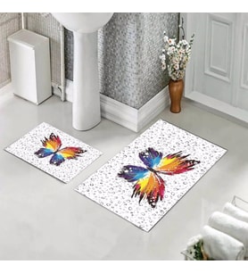 Banyo Halısı Ikili Klozet Takımı Kaymaz Tabanlı (60 xm x 100 cm + 40 cm x 60 cm) 