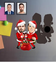 Kişiye Özel Yılbaşı Arkadaş Karikatürlü Ahşap Magnet Model-1