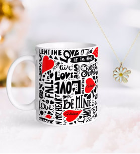 BK Gift Kişiye Özel Sevgililer Günü Kupa ve Çift İsimli Papatya Kolye-69 (Model 1)