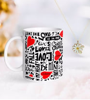 BK Gift Kişiye Özel Sevgililer Günü Kupa ve Çift İsimli Papatya Kolye-69 (Model 1)