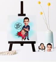 BK Gift Kişiye Özel Baba Kız Karikatür 19 X 28 Cm Ahşap Şovale  2
