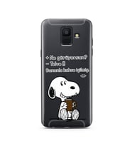 Snoopy Tasarımlı Süper Şeffaf Silikon Telefon Kılıfı Samsung A6 (2018)
