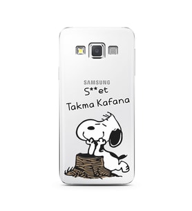 Snoopy Tasarımlı Süper Şeffaf Silikon Telefon Kılıfı Samsung A3 (2015)