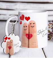 BK Gift Kişiye Özel Sevgililer Günü Beyaz Kupa ve Anahtarlık Hediye Seti-78 (Model 1)