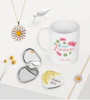 BK Gift Kişiye Özel Canım Annem Kupa Kalp Ayna Papatya Kolye Bileklik Seti - 12 (Model 1)