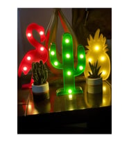 3'lü Led Işıklı Dekoratif Flamingo Kaktüs Ananas Masa Duvar Gece Lambası Bebek Oda Lambası